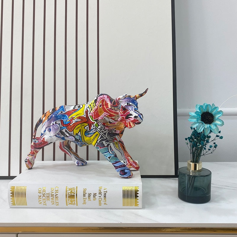Skanto | Graffiti-Maling Harpiks Tyr Figur Home Stue Soverom Kontor Skrivebord Feng Shui Ornament Samling Statuetter