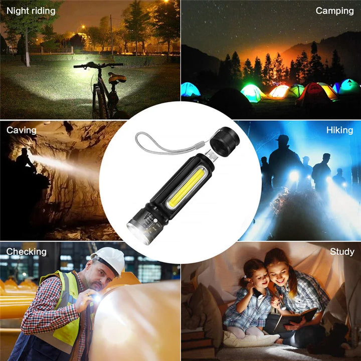Skanto | USB Oppladbar Magnetisk Lommelykt – LED Nødbelysning med Magnet og Bæresnor