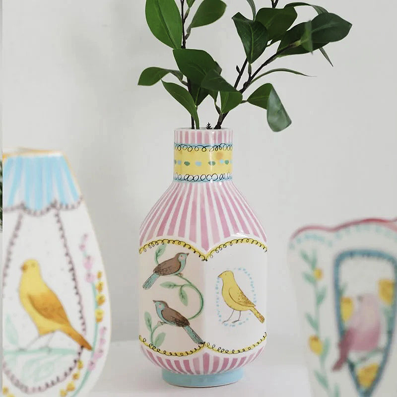 Vintage Illustrasjon Keramikk Vase | Skanto