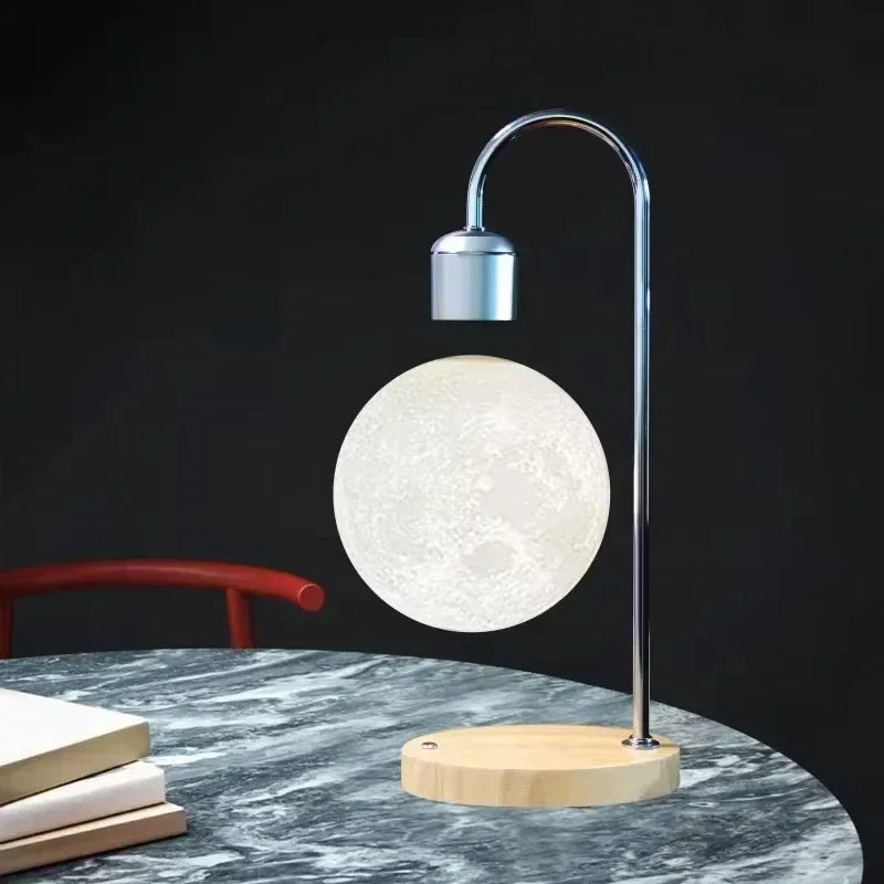 Skanto | LED Måne Lampe med Magnetisk Levitasjon og Trådløs Lading