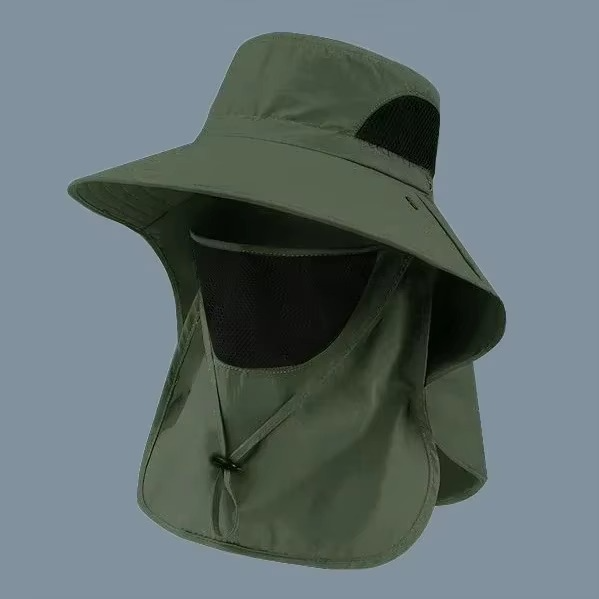 Skanto | UV-beskyttelse utendørs solhatt med bred brim og nakkeflapp for fotturer, fiske og camping