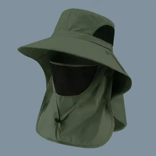 Skanto | UV-beskyttelse utendørs solhatt med bred brim og nakkeflapp for fotturer, fiske og camping