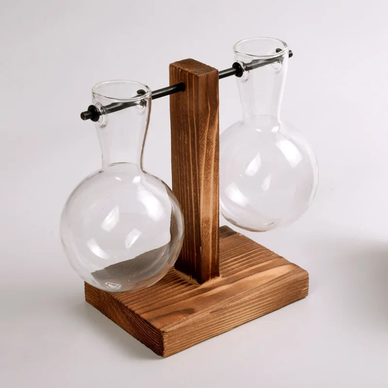 Norvo | Naturiva Design Glassvase med Trellager | For Snittblomster & Hydroponikk | Skandinavisk Stil | 3-Delt Sett