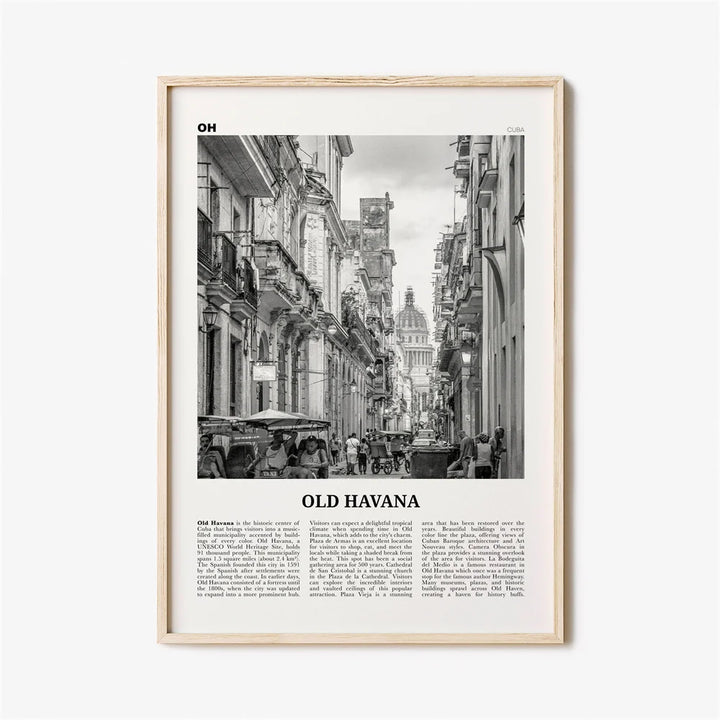 Cuba Havana Black & White Travel Poster Wall Art Fine Art Canvas Print Pictures For Living Room Dining Room | Skanto