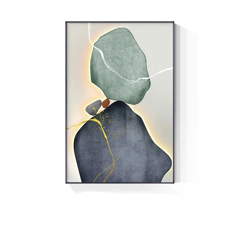 Modern Abstract Nordic Zen Stone Wall Art Fine Art Canvas Prints Neutral Tones Geometric Design Pictures for Modern Interior | Skanto