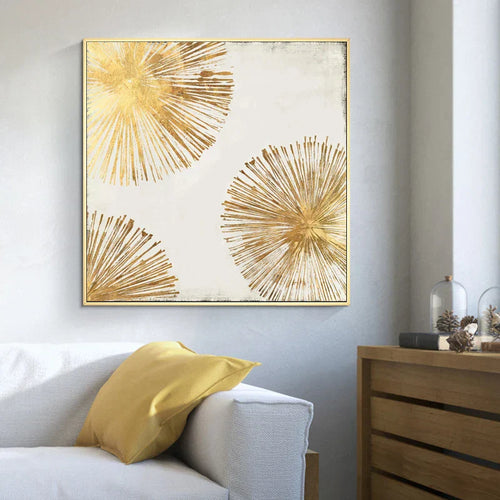 Golden Radial Circular Abstract Wall Art Fine Art Canvas Prints Posters Pictures For Living Dining Bedroom Art Decor | Skanto