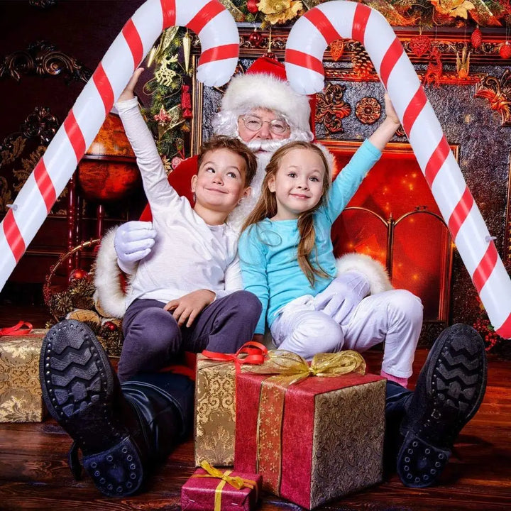Skanto | CandyFest Oppblåsbare Julegodter – Sett med 4 PVC Dekorasjoner på 87 cm