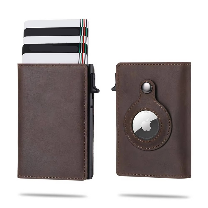 Skanto | Tag Wallet – RFID-blokkerende lær lommebok med rask korttilgang og AirTag-lomme