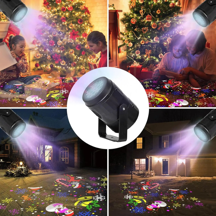 Skanto | LED Jule Projektor SnowMotion | 16 Roterende Mønstre | Innendørs & Utendørs | Julebelysning for Hjem, Hage & Fest