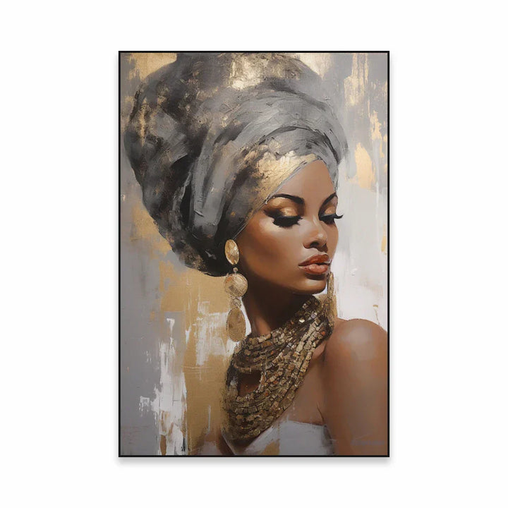 Golden Girl Fashion Wall Art Fine Art Canvas Prints Modern Abstract Portrait Pictures For Living Room Bedroom Boutique Lounge Art Decor | Skanto