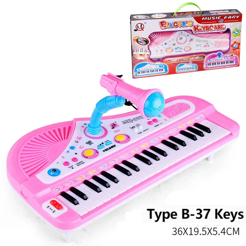 Chriyungel Barn Elektronisk Piano Tastatur med Mikrofon - Musikkleketøy Gave for Nybegynnere fra 3 år+, Bærbar og USB Oppladbar