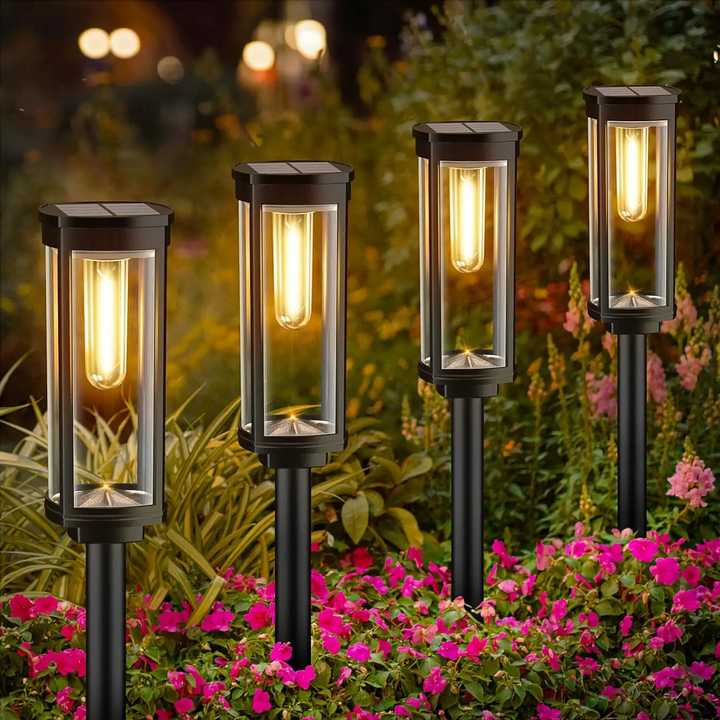 Solart hage lampe med varmt LED lys – Værbestandig aluminiumdesign | Skanto