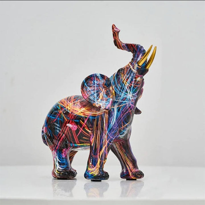 Skanto | Håndlaget Abstrakt Elefantstatue – Fargerik Dekorativ Kunstskulptur for Livlig Hjemmedekor