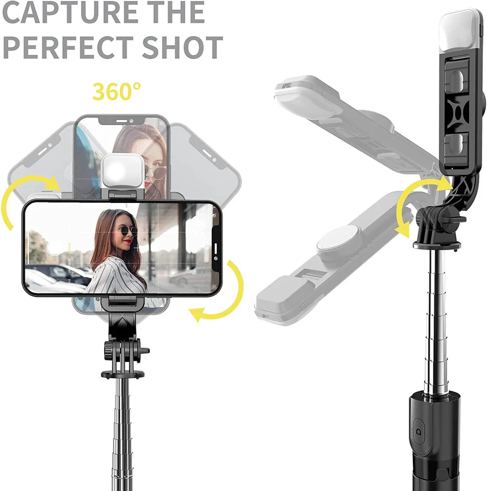 Skanto | Bluetooth Selfie Stick Stativ med Fylllys