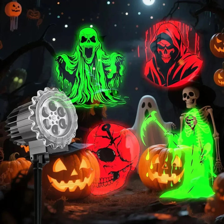 Skanto | SpookBeam Halloween LED-projektor | Dynamisk spøkelseprojeksjon | Vanntett | Utendørs