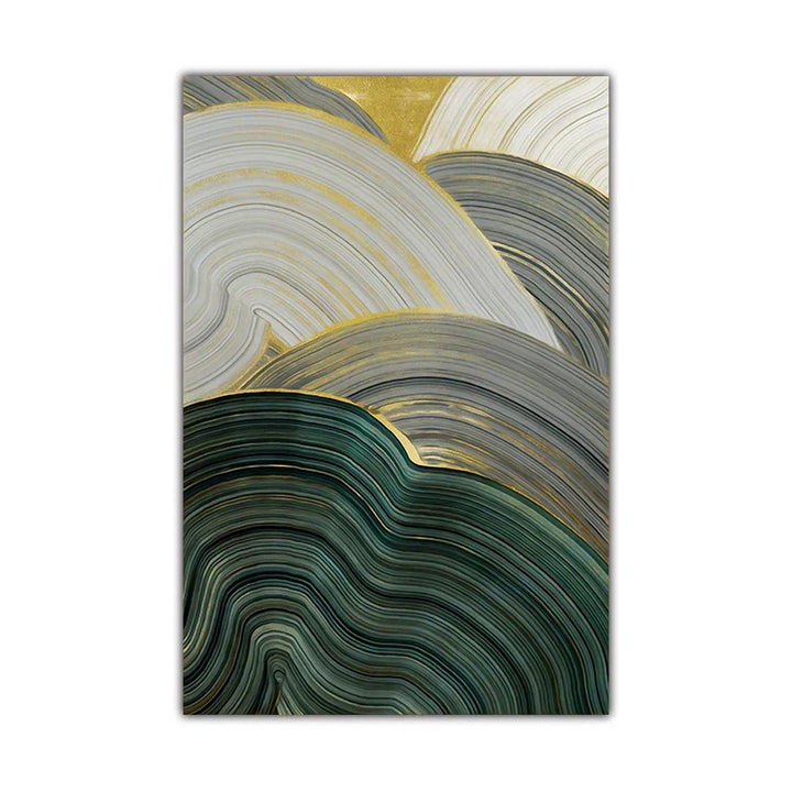 Green Beige Gray Fluid Swirls Abstract Wall Art Fine Art Canvas Prints Pictures For Modern Apartment Dining Room Living Room Art Decor | Skanto