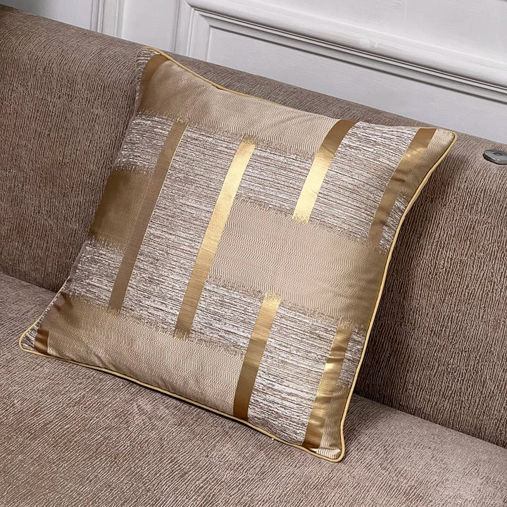 Shiny Golden Silver Stripe Jacquard Pillow Covers 45x45cm Cushion Covers Square Cover for Sofa Throw Pillows Light Luxury Nordic Home Decor | Skanto