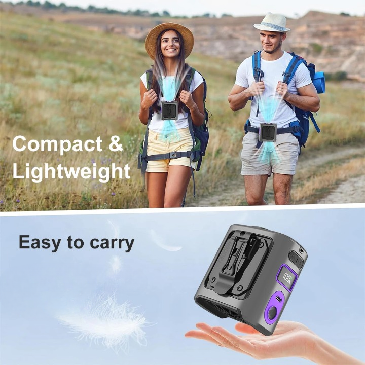 8000mAh Bærbar Kjøle Hoftevifte med Power Bank & LED Lyskilde – FrostBreeze | Skanto