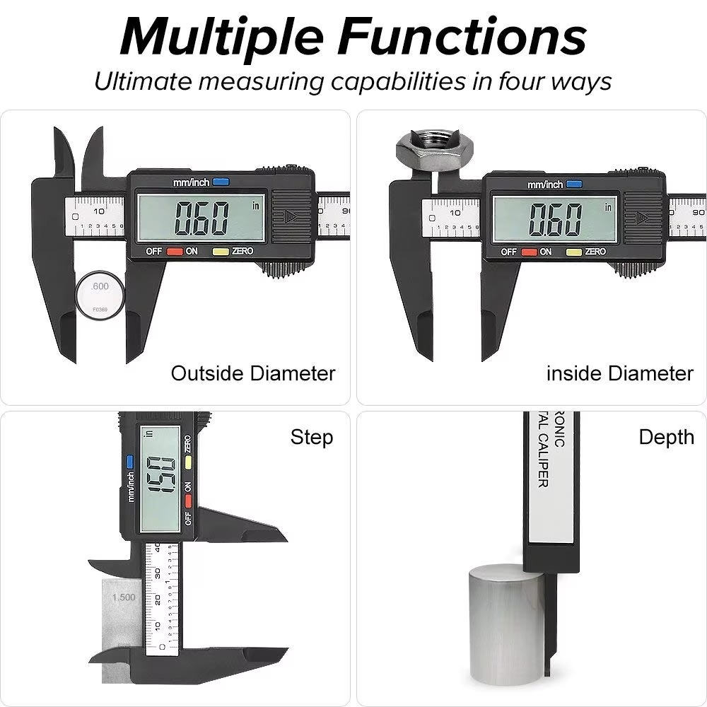 Skanto | Digital Skjutemåler Ruler, Karbonfiber Elektronisk Mikrometer Gauge