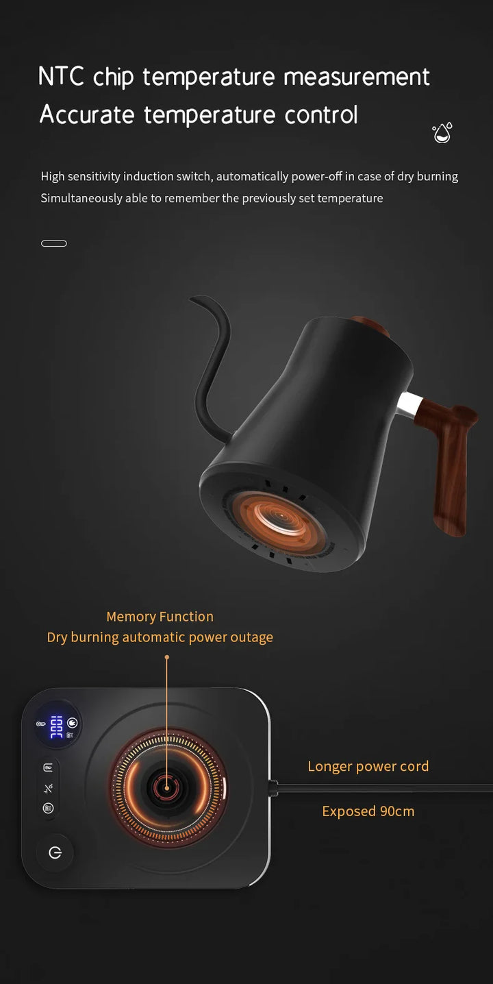 Skanto | 1200W Intelligent Elektrisk Vannkoker - Goose Neck Hånd Brygget Kaffe-kanne for Melkepulver & Presis Brygging