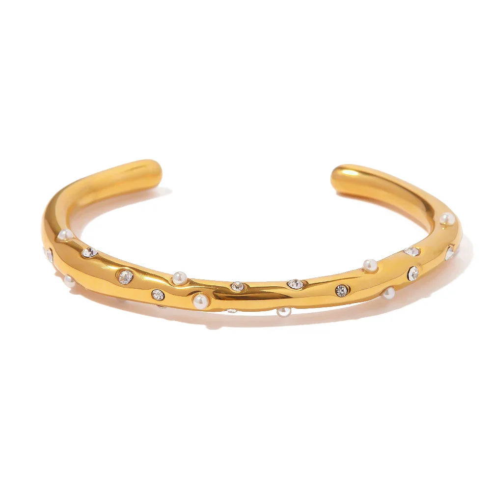 Skanto | Diamant & Perle Innebygd Bangle Armbånd