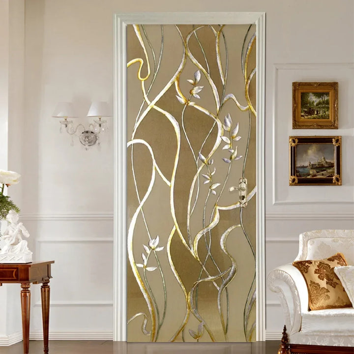 Modern Abstract Pearl Geometric Door Sticker Mural Removable PVC Vinyl Peel N Stick Wall Art Mural Sticker for Indoor Doors Creative DIY Home Deco | Skanto