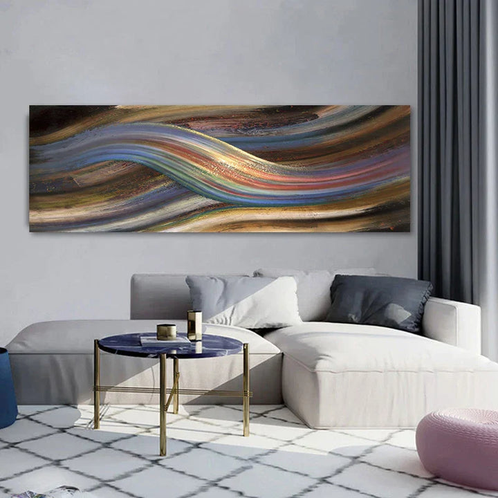 Rainbow Abstract Wall Art Fine Art Canvas Print Wide Format Modern Colors Pictures For Above Bed or Above Living Room Sofa | Skanto