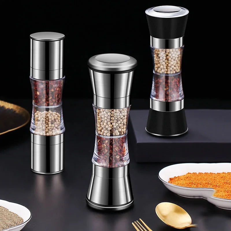 Skanto | 2-i-1 Kryddkvern SPICURA DuoMill | Rustfritt stål Dobbeltkvern for salt & pepper | Manuell & Stilfull