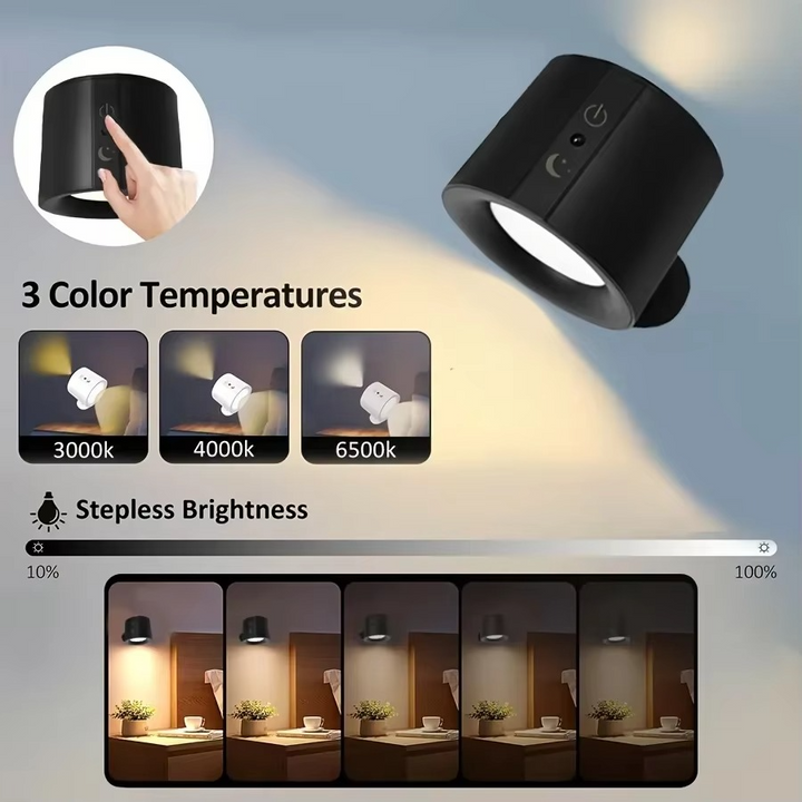 Skanto | LED Vegglampe - Oppladbar, Magnetisk & Dobbelt-Sidig Belysning for Innendørs Bruk