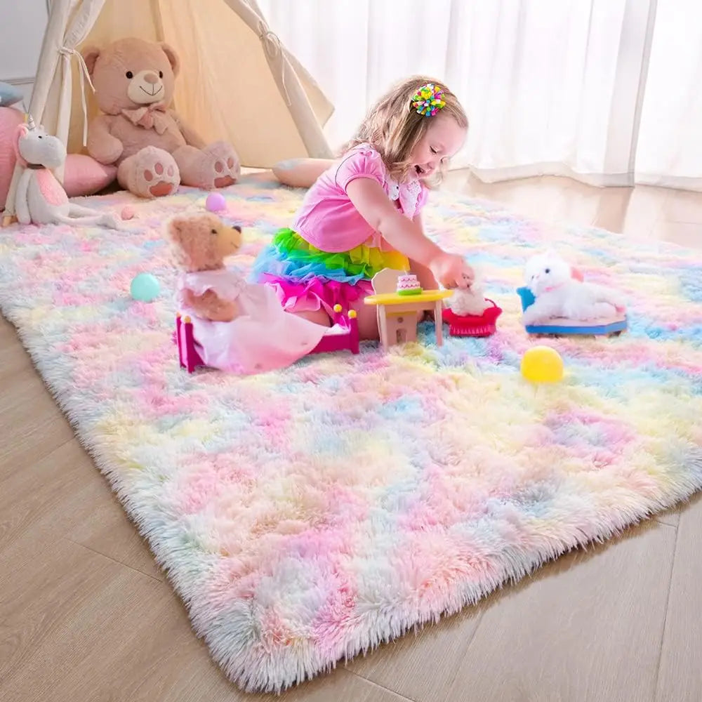 Flauschiger, ultraweicher, rutschfester Teppich mit Memory-Schaum-Kissen