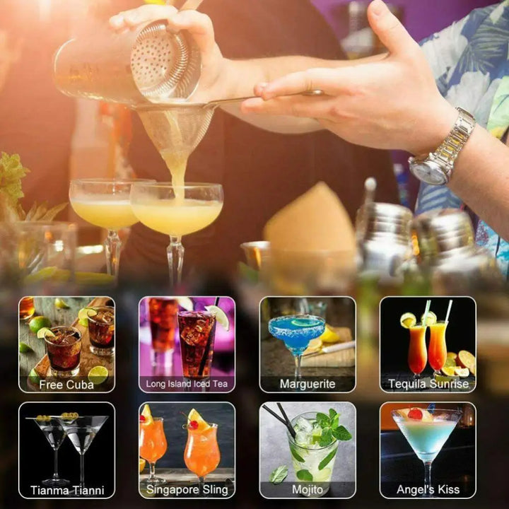 8-delt sett med premium matt svart cocktailshaker – Hjemmebar essensielt | Skanto