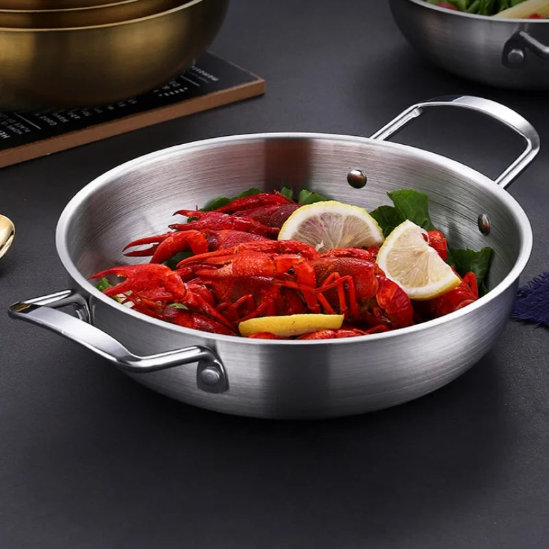 GastroPan – Rustfritt Stål Saus- og Paella-panne med Håndtak Skanto