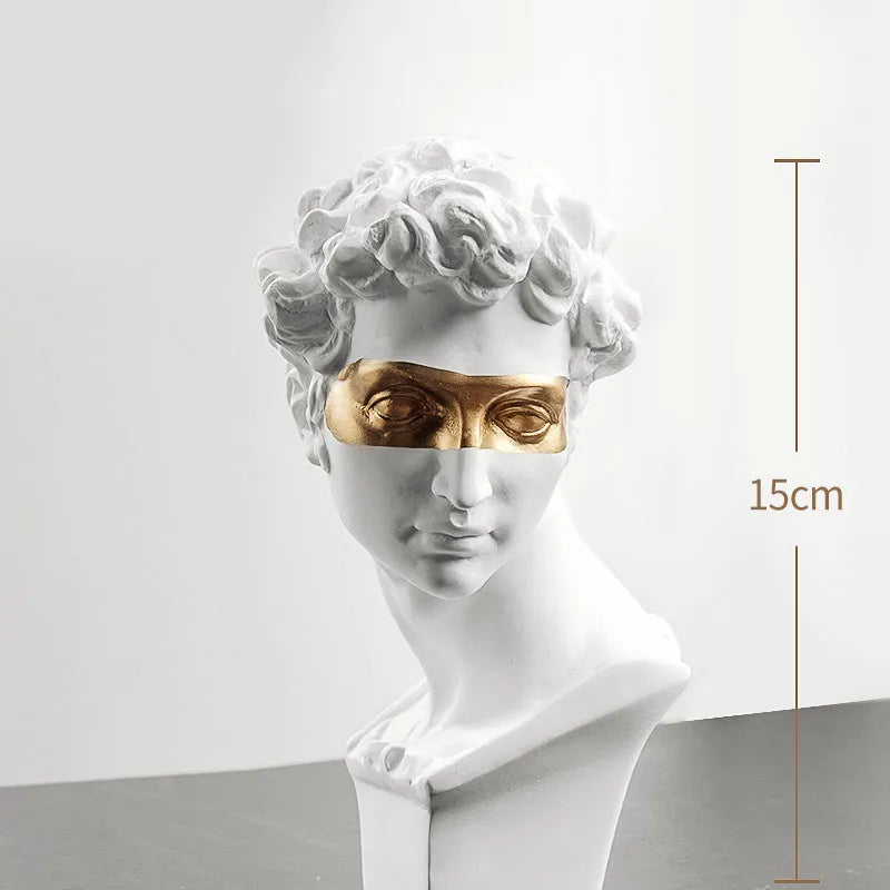 Skanto | Statuer for dekorasjon, 15 cm, David, kaffebord, hjemmedekorasjon, ornamente, byste av et rom laget av gips, hvit harpiks, dekorativ kunstskulptur