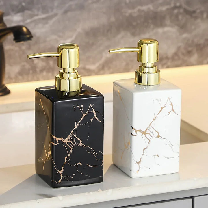 Marmor Keramisk Såpe- og Sjampo Dispenser - Modern Design | Skanto