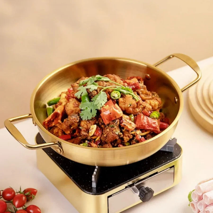 GastroPan – Rustfritt Stål Saus- og Paella-panne med Håndtak Skanto