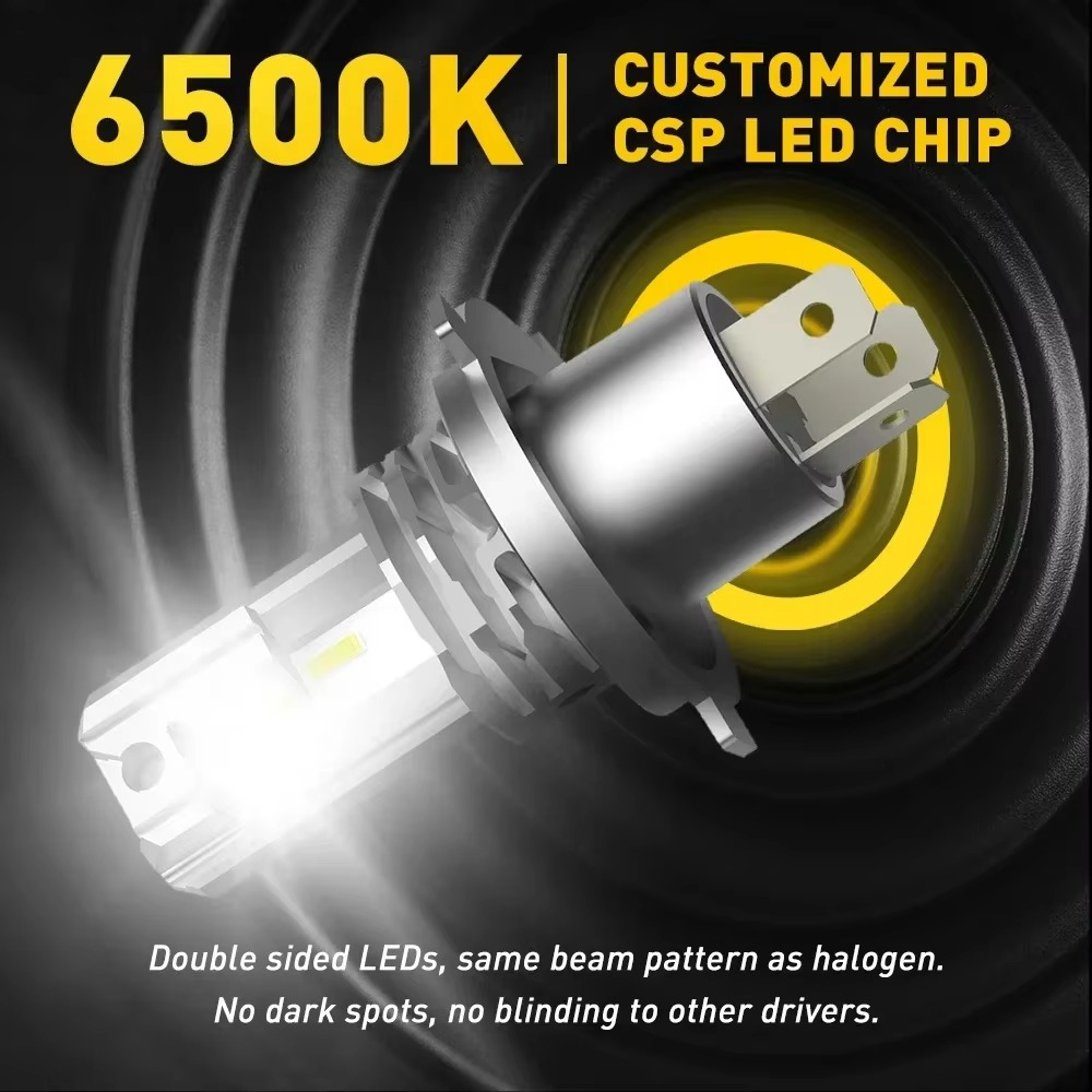 Skanto | 2stk 30000LM LED Hovedlys Pærer H4 H7 9003 CSP Vifteløs Høy Lav Stråle 12V 24V