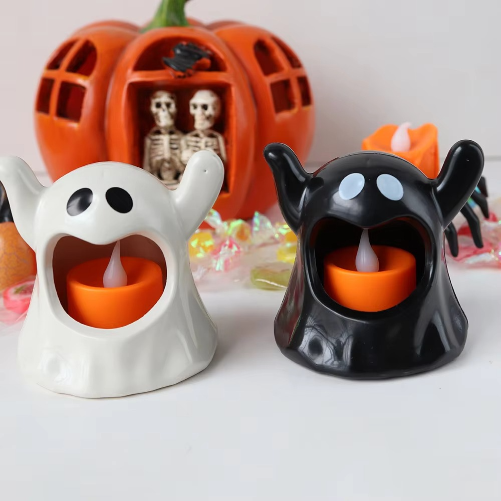 Skanto | Lysende Spøkelse Halloween Lampe – LED Spøkelse Dekorasjon med Batteribelysning