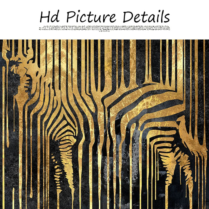 Modern Abstract Golden Zebra Lines Lion Elephant Tiger Wall Art Fine Art Canvas Prints Pictures for Luxury Apartment Living Room Dining Room Art Decor | Skanto