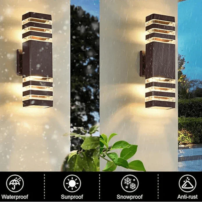 Skanto | LumiBloc LED Utendørs Vegglampe – Moderne IP65 Opp & Ned Design med E27 Sokkel