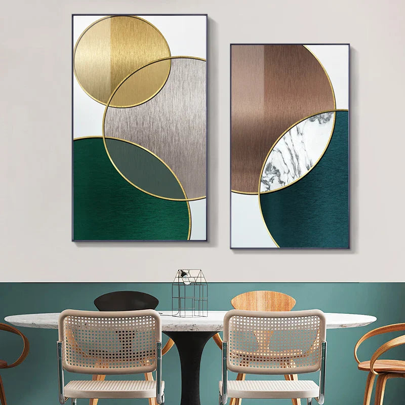 Modern Abstract Geometric Circles Wall Art Fine Art Canvas Prints Pictures for Luxury Living Room Dining Room Hotel Bedroom Home Office Art Decor | Skanto