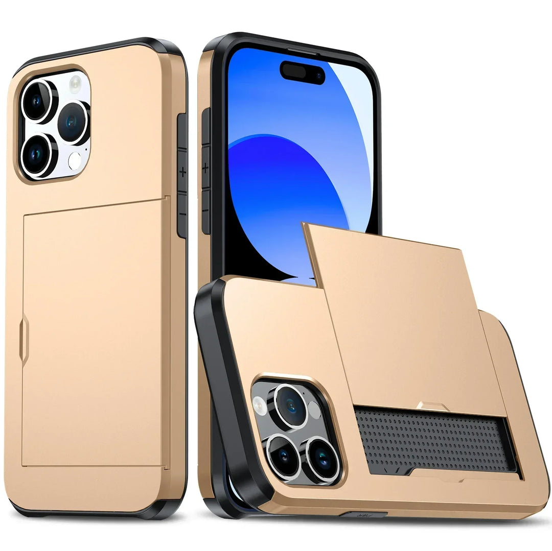 Skanto | LuxShield iPhone-deksel med kortlomme | Slank design | Kortoppbevaring | Beskyttelse og stil