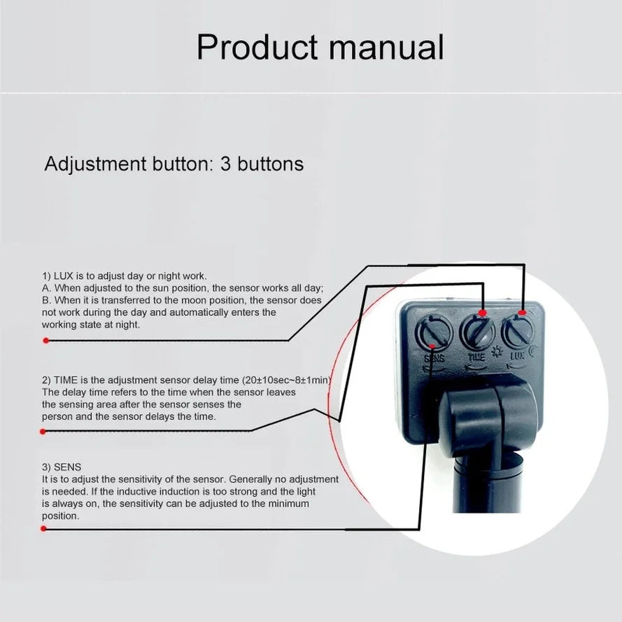 Skanto | Bevegelsessensor LumaGuard PIR | IP65 Vanntett | 85–265V | Justerbar LED-bryter og skumringssensor