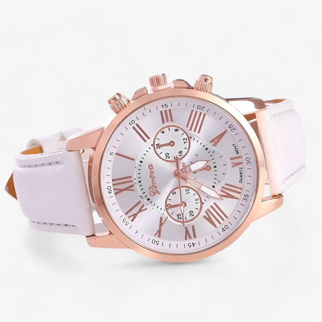 Camille Damenuhr mit wasserdichtem Lederarmbånd, 42mm