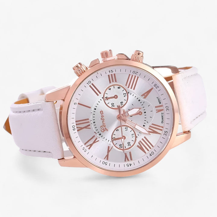 Camille Damenuhr mit wasserdichtem Lederarmbånd, 42mm