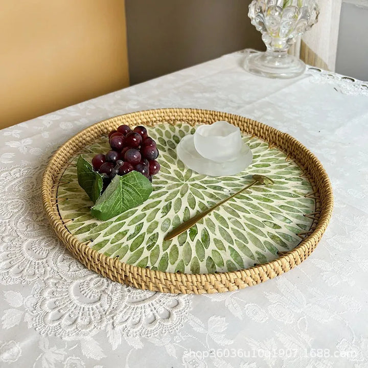 Skanto | Lotus Leaf Rattan & Shell Fruktbolle Brett