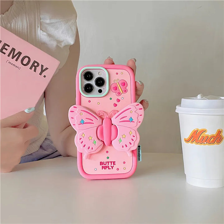 Skanto | Nydelig 3D Faltet Sommerfugl Støtsikker iPhone Etui
