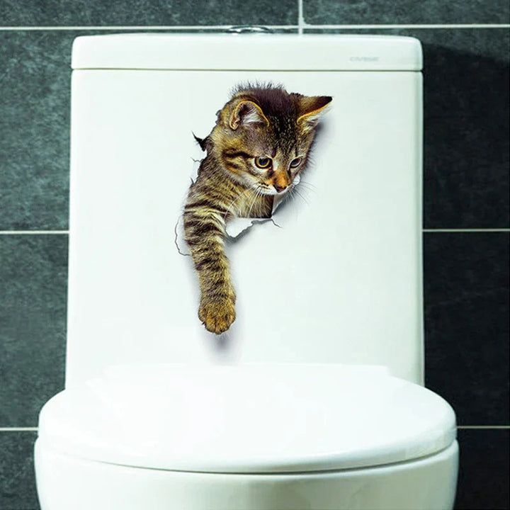 3D Toalettbeskytter Katt Klistremerke | Skanto