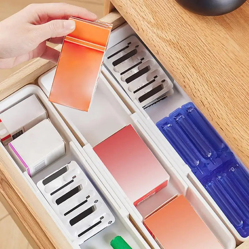 Skanto | FlexiSort Bestikkbrett | Utvidbart Bestikkorganisator | Fleksibel & Plassbesparende | Hvit