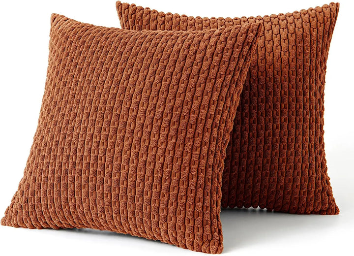 Skanto | Myk Ribbete Fløyels Pyntepute med Striper i Boho Stil for Sofa og Seng