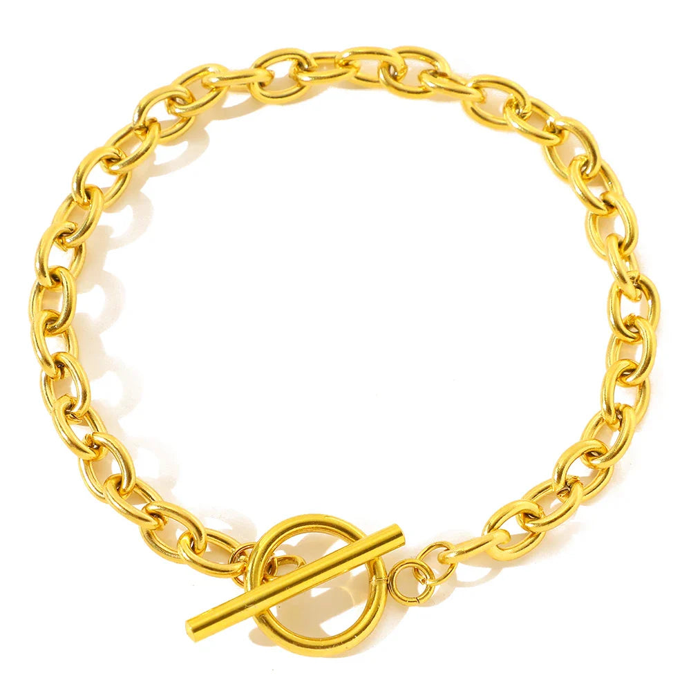 Skanto | Elegant papirklips sirkel bar lås armbånd